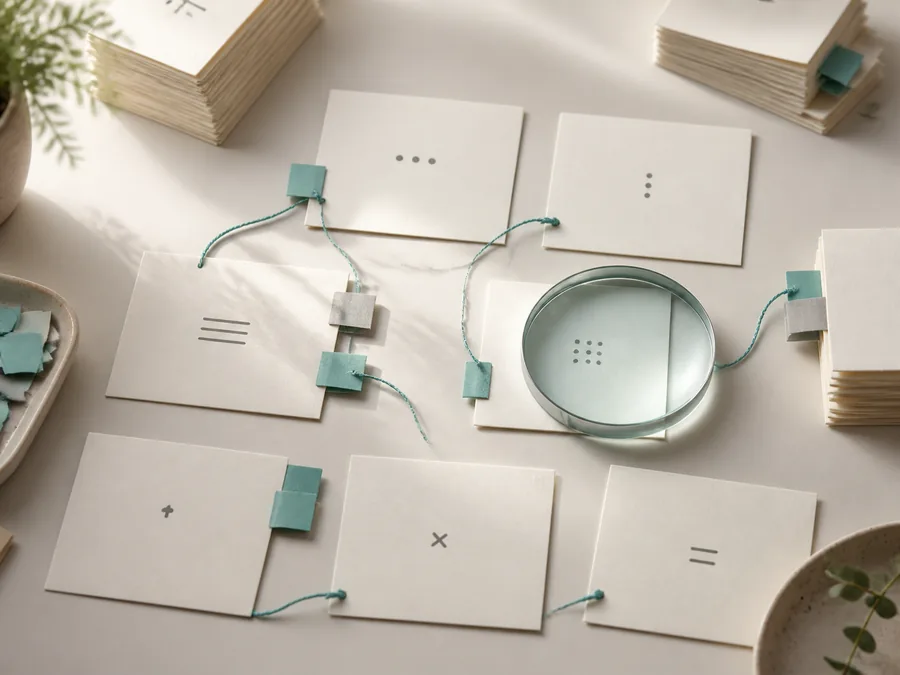 Customer feedback cards grouped into connected themes