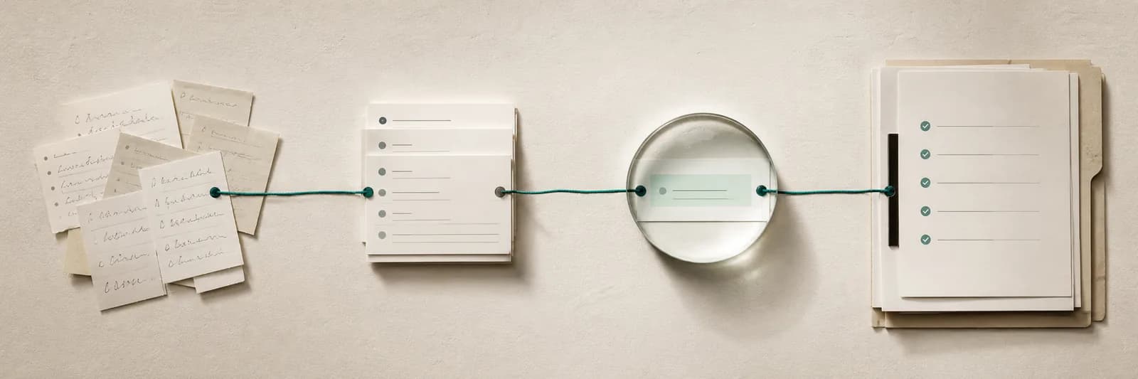 Loose business notes becoming structured context, a surfaced insight, and a completed task